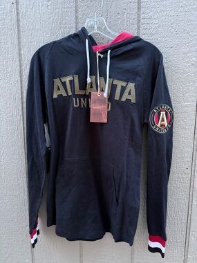 Mitchell & Ness Atlanta United Black Hooded Zip Pullover with Gold Logo